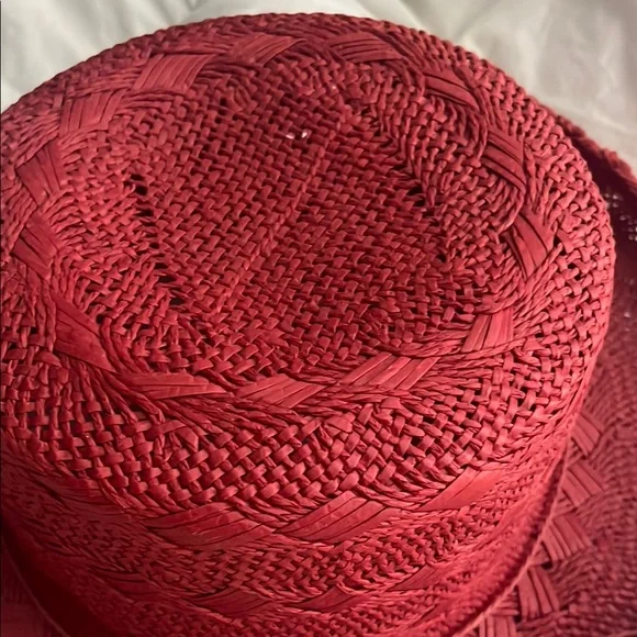 Red Woven Sun Hat - Picture 3 of 6